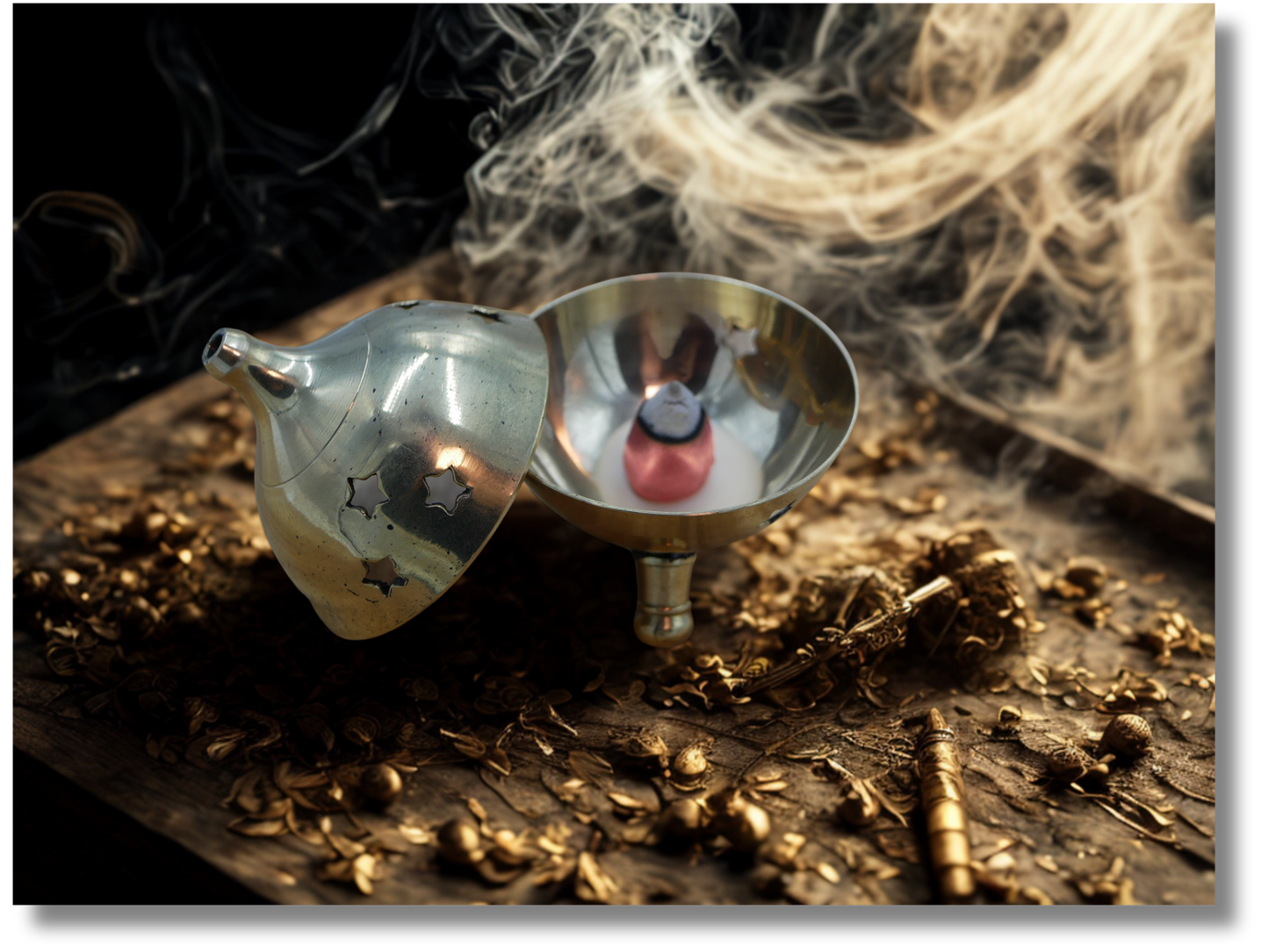 Brûle-encens laiton boule à trois pieds