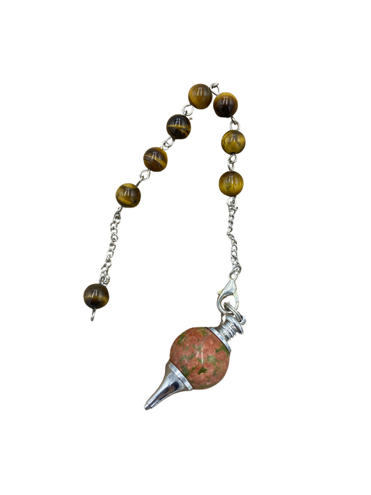 Pendule Oeil de Tigre et Unakite