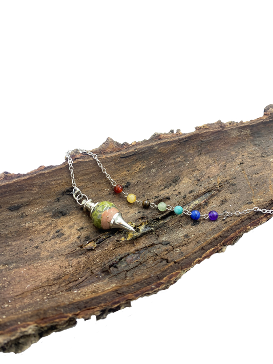 Pendule 7 chakras Unakite