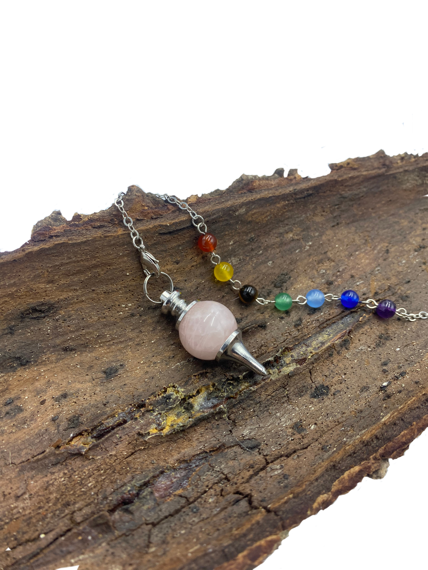 Pendule 7 chakras Quartz Rose