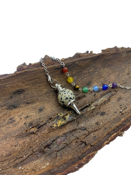 Pendule 7 chakras Jaspe Dalmatien