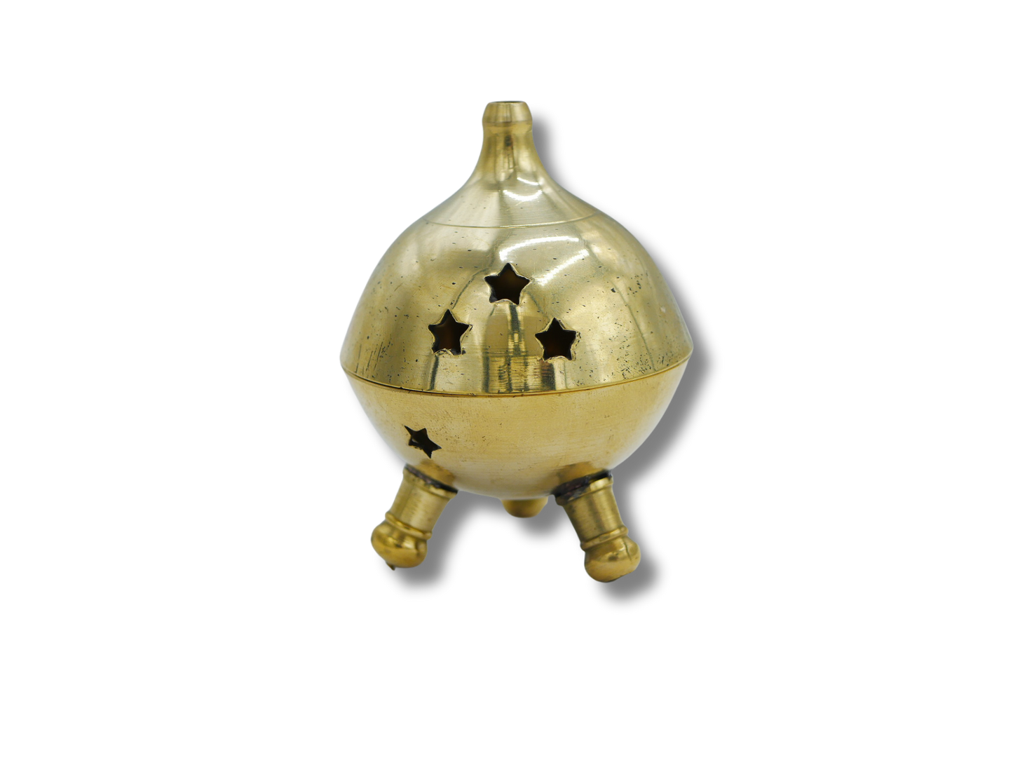 Brûle-encens laiton boule à trois pieds